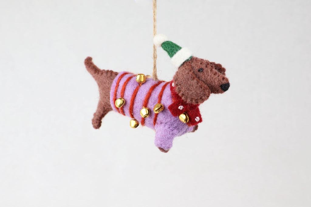 Weihnachtsanhänger Dackel aus Filz I Filz Christbaumschmuck I Weihnachtsdeko I Weihnachtsdackel mit Mütze I Hundeanhänger