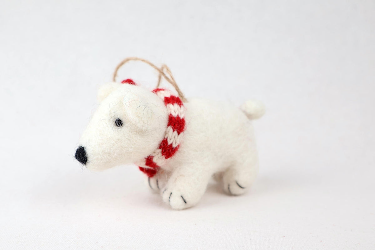 Weihnachtsanhänger Eisbär mit Strickschal I Filz Christbaumschmuck I Weihnachtsdeko