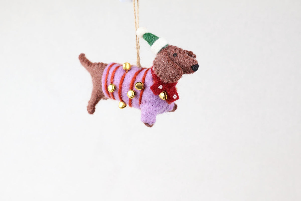 Weihnachtsanhänger Dackel aus Filz I Filz Christbaumschmuck I Weihnachtsdeko I Weihnachtsdackel mit Mütze I Hundeanhänger