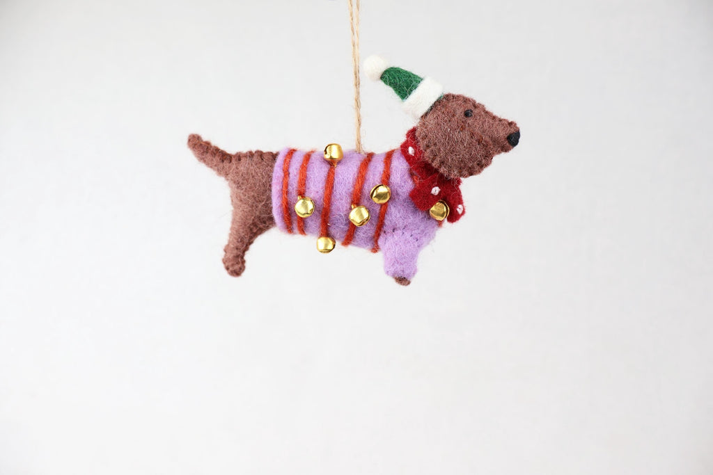 Weihnachtsanhänger Dackel aus Filz I Filz Christbaumschmuck I Weihnachtsdeko I Weihnachtsdackel mit Mütze I Hundeanhänger