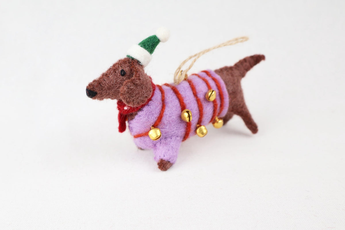 Weihnachtsanhänger Dackel aus Filz I Filz Christbaumschmuck I Weihnachtsdeko I Weihnachtsdackel mit Mütze I Hundeanhänger
