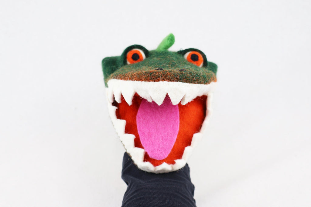 Handpuppe Krokodil aus Filz I Handspiel I Fingerspiel I Krokodil I süßes Monster I Spielzeug Montessori I Geschichten erzählen