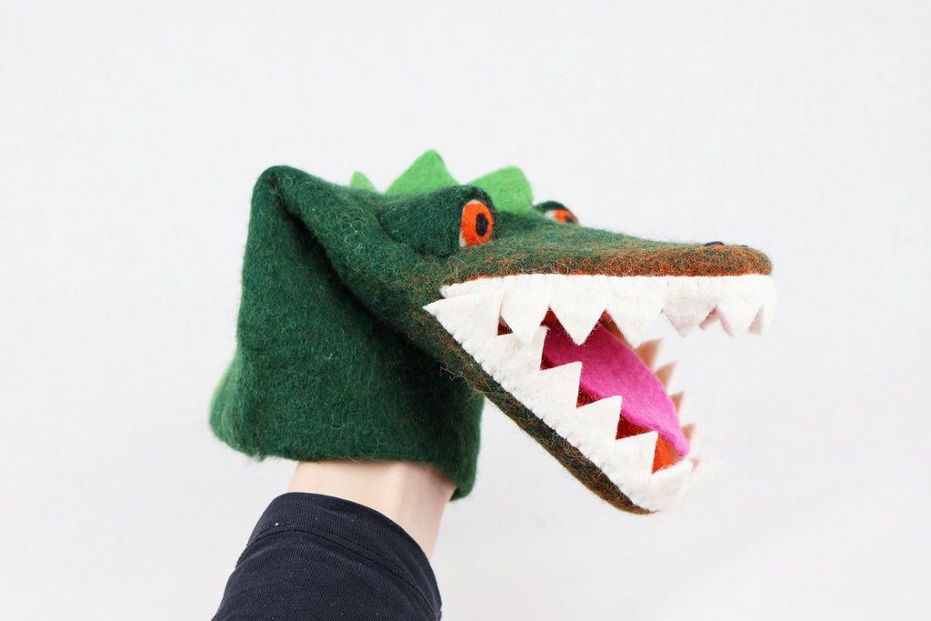 Handpuppe Krokodil aus Filz I Handspiel I Fingerspiel I Krokodil I süßes Monster I Spielzeug Montessori I Geschichten erzählen