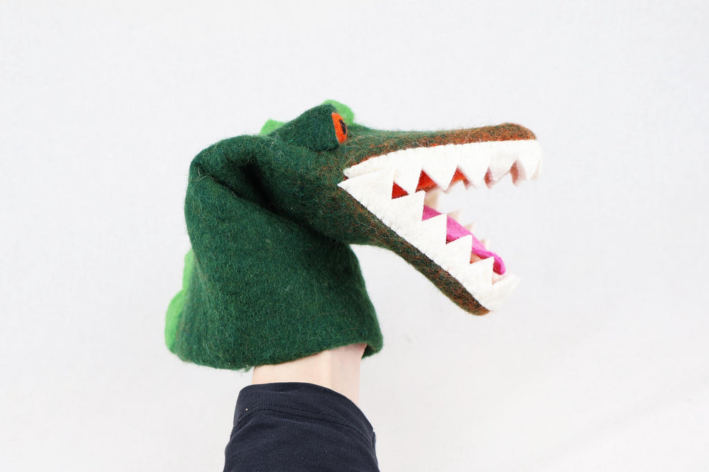 Handpuppe Krokodil aus Filz I Handspiel I Fingerspiel I Krokodil I süßes Monster I Spielzeug Montessori I Geschichten erzählen