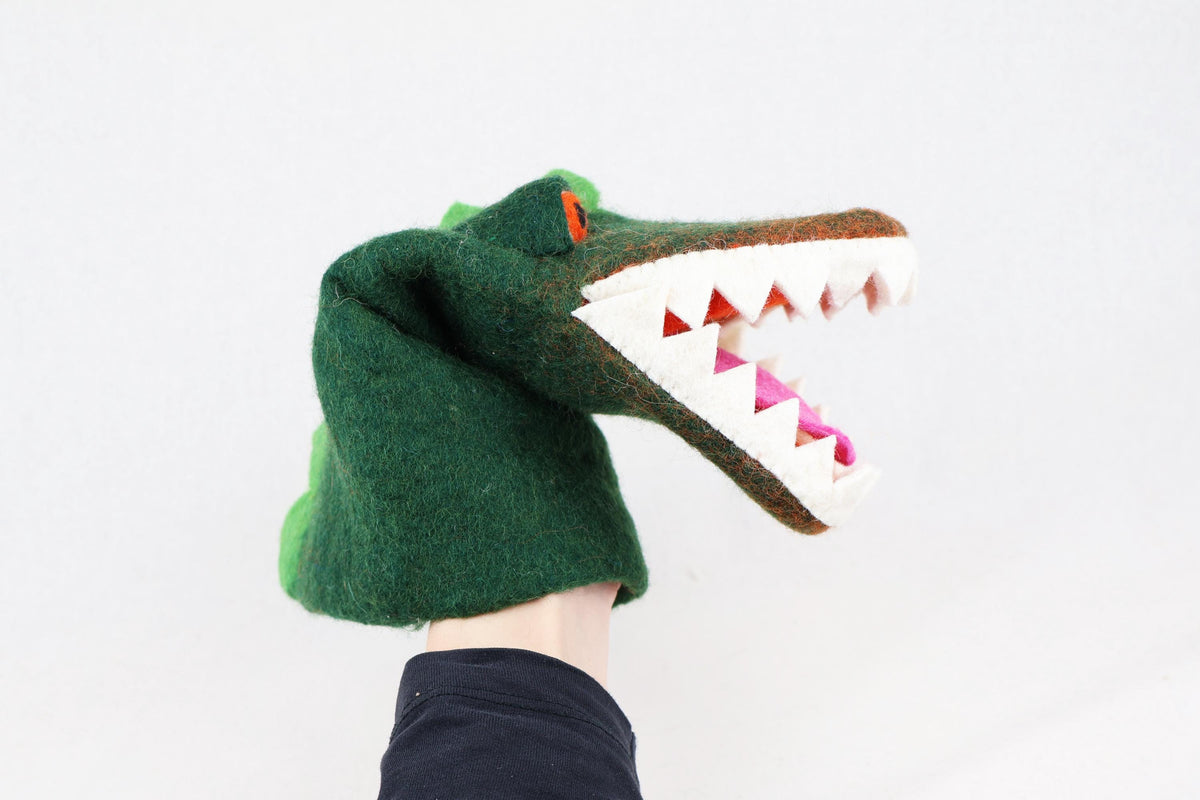 Handpuppe Krokodil aus Filz I Handspiel I Fingerspiel I Krokodil I süßes Monster I Spielzeug Montessori I Geschichten erzählen