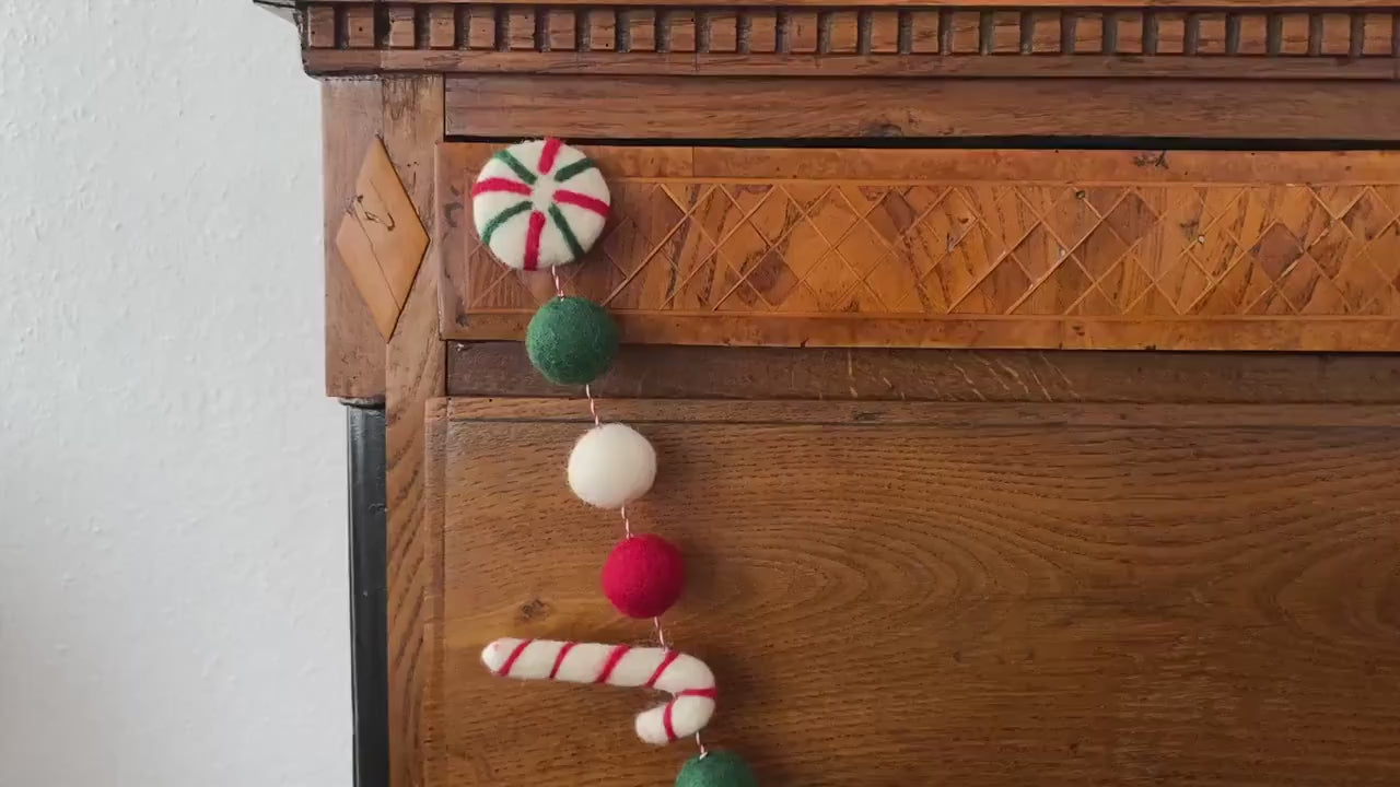 Weihnachtsgirlande Zuckerstangen aus Filz handgemacht I Weihnachtsdeko I Christmas