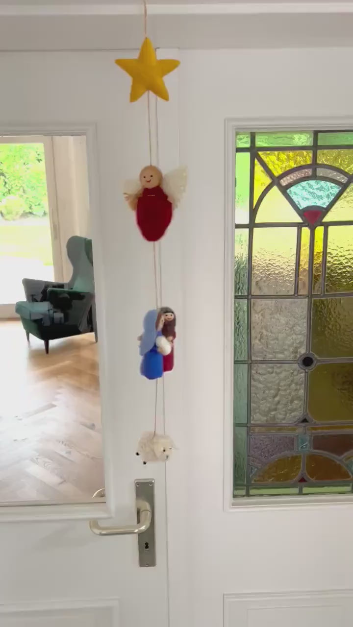 Weihnachtsgirlande Heilige Familie Filz handgemacht I Weihnachtsdeko I Christmas I Maria und Josef I Christuskind I Krippe Filz I Engel Deko